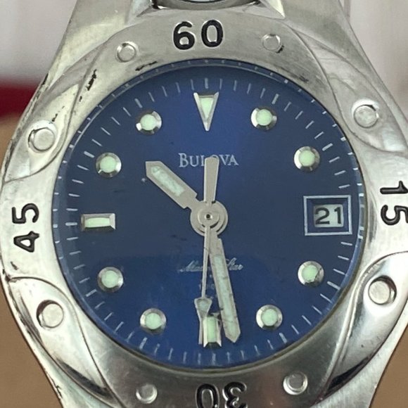 Bulova Watch Marine Star Satin Finish Stainless Steel Highly Polished Blue Watch main image 6